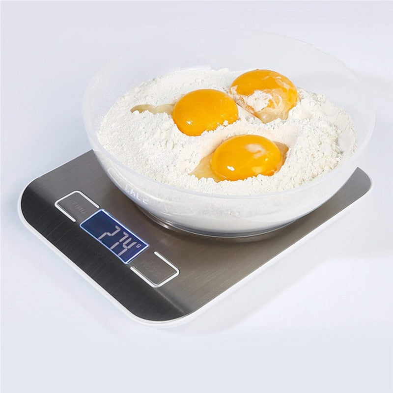 Balança De Cozinha para Alimentos de Aço Inoxidável Digital De Alta Precisão 1g a 10kg