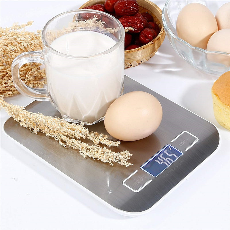 Balança De Cozinha para Alimentos de Aço Inoxidável Digital De Alta Precisão 1g a 10kg