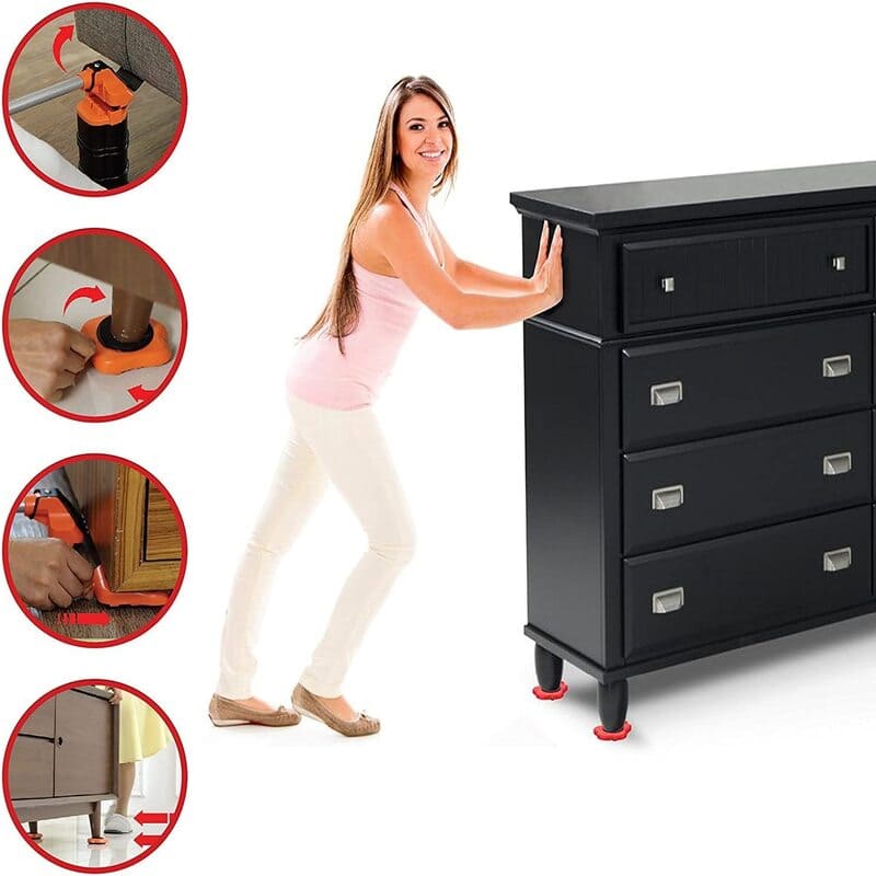 Suporte com Rodinhas para Móveis - Sofá, Armário, Cama, Geladeira, Carro